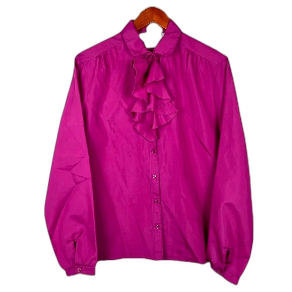 VTG 70s Women's Office Siren Romantic Whimsy Ruffle Barbie Blouse Size 10